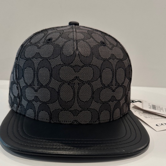 NWT Coach Men’s Monogram Canvas & Leather Cap with Leather adjustable back.